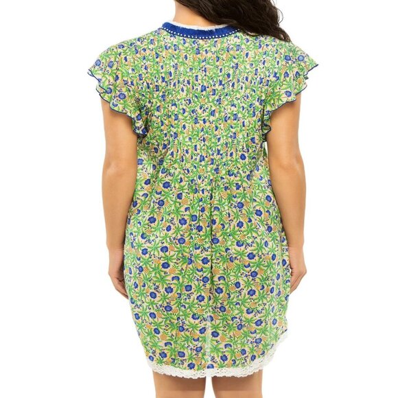 320$ Poupette St Barth Sasha Mini Dress Flutter Sleeves Size XS Blue Honolulu - Picture 2 of 2